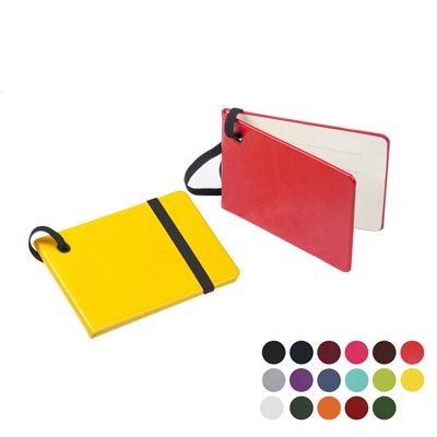 Branded Promotional NOTE BOOK STYLE LUGGAGE TAG with Elastic Retainer in Belluno PU Leather Luggage Tag From Concept Incentives.