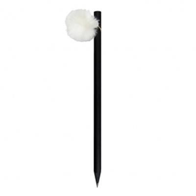 Branded Promotional BLACK COLOUR WOOD PENCIL with Hanging Pompom in Different Colours Pencil From Concept Incentives.