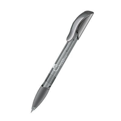 Branded Promotional SENATOR HATTRIX CLEAR TRANSPARENT PLASTIC BALL PEN with Soft Grip in Cool Grey 9 Pen From Concept Incentives.