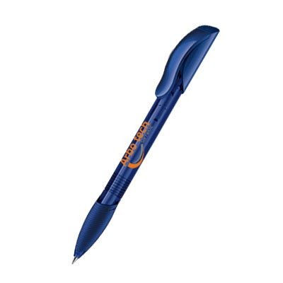 Branded Promotional SENATOR HATTRIX CLEAR TRANSPARENT PLASTIC BALL PEN with Soft Grip in Dark Blue Pen From Concept Incentives.