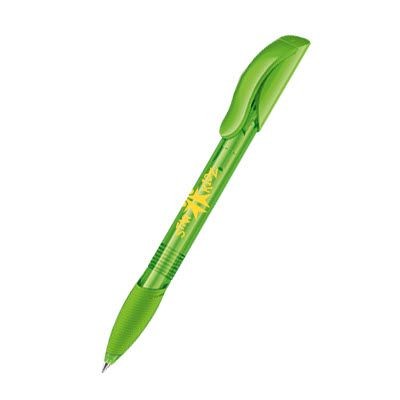 Branded Promotional SENATOR HATTRIX CLEAR TRANSPARENT PLASTIC BALL PEN with Soft Grip in Pale Green Pen From Concept Incentives.