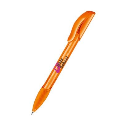 Branded Promotional SENATOR HATTRIX CLEAR TRANSPARENT PLASTIC BALL PEN with Soft Grip in Orange Pen From Concept Incentives.