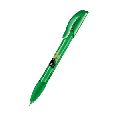 Branded Promotional SENATOR HATTRIX CLEAR TRANSPARENT PLASTIC BALL PEN with Soft Grip in Vivid Green Pen From Concept Incentives.