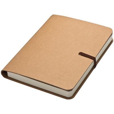 Branded Promotional NOTE BOOK with Brown Elastic Rubber Band Note Pad From Concept Incentives.