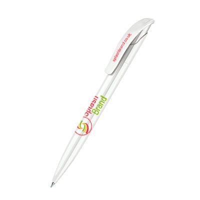 Branded Promotional SENATOR CHALLENGER POLISHED PLASTIC BALL PEN in White Pen From Concept Incentives.