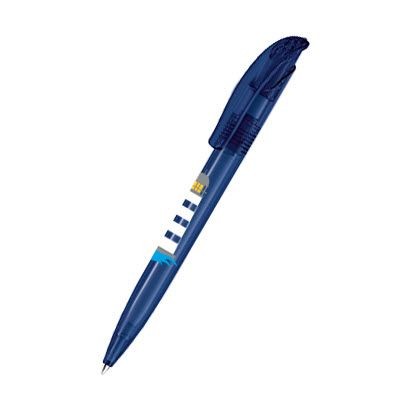 Branded Promotional SENATOR CHALLENGER FROSTED PLASTIC BALL PEN in Dark Blue Pen From Concept Incentives.