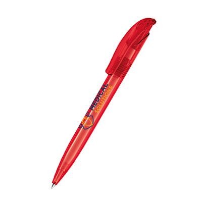 Branded Promotional SENATOR CHALLENGER FROSTED PLASTIC BALL PEN in Strawberry Red Pen From Concept Incentives.