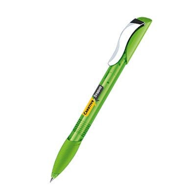 Branded Promotional SENATOR HATTRIX CLEAR TRANSPARENT PLASTIC BALL PEN with Metal Clip & Soft Grip in Pale Green Pen From Concept Incentives.