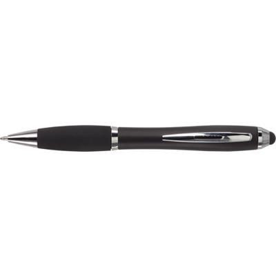 Branded Promotional PLASTIC TOUCH SCREEN BALL PEN with Rubber Stylus Tip in Black Pen From Concept Incentives.