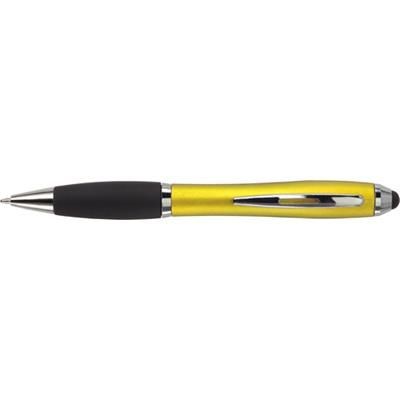 Branded Promotional PLASTIC TOUCH SCREEN BALL PEN with Rubber Stylus Tip in Yellow Pen From Concept Incentives.