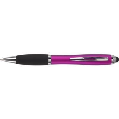 Branded Promotional PLASTIC TOUCH SCREEN BALL PEN with Rubber Stylus Tip in Pink Pen From Concept Incentives.