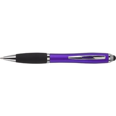 Branded Promotional PLASTIC TOUCH SCREEN BALL PEN with Rubber Stylus Tip in Purple Pen From Concept Incentives.