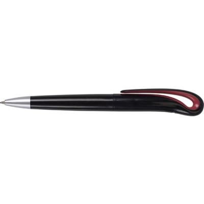 Branded Promotional BLACK SWAN PLASTIC BALL PEN with Trim in Red Pen From Concept Incentives.