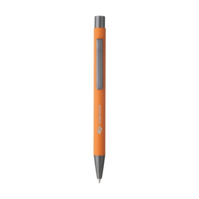 Branded Promotional BRADY SOFT TOUCH PEN in Orange Pen From Concept Incentives.