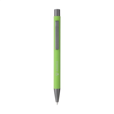 Branded Promotional BRADY SOFT TOUCH PEN in Green Pen From Concept Incentives.