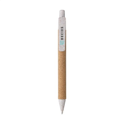 Branded Promotional CORK ECO WRITE PEN in White Pen From Concept Incentives.