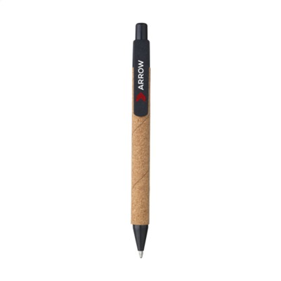 Branded Promotional CORK ECO WRITE PEN in Black Pen From Concept Incentives.