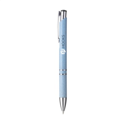 Branded Promotional EBONY WHEAT WHEAT STRAW BALL PEN PEN in Blue Pen From Concept Incentives.