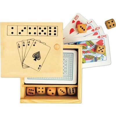 Branded Promotional GAME SET in Wood Box Games Compendium From Concept Incentives.