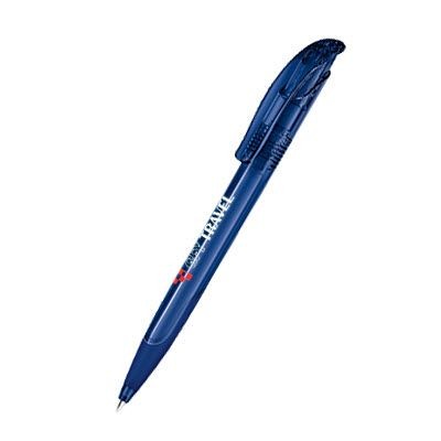 Branded Promotional SENATOR CHALLENGER CLEAR TRANSPARENT PLASTIC BALL PEN with Soft Grip in Dark Blue Pen From Concept Incentives.