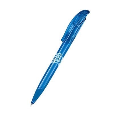 Branded Promotional SENATOR CHALLENGER CLEAR TRANSPARENT PLASTIC BALL PEN with Soft Grip in Full Blue Pen From Concept Incentives.