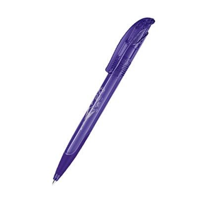 Branded Promotional SENATOR CHALLENGER CLEAR TRANSPARENT PLASTIC BALL PEN with Soft Grip in Purple Pen From Concept Incentives.