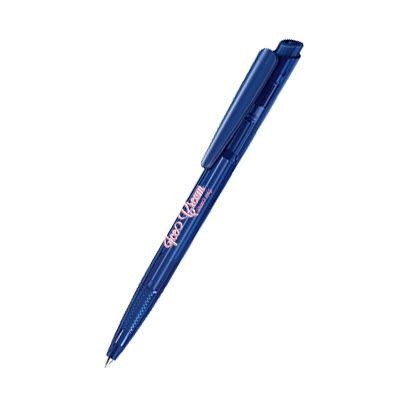 Branded Promotional SENATOR DART CLEAR TRANSPARENT PLASTIC BALL PEN in Dark Blue Pen From Concept Incentives.