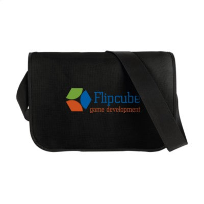 Branded Promotional POSTMANBAG SHOULDER BAG in Black Bag From Concept Incentives.