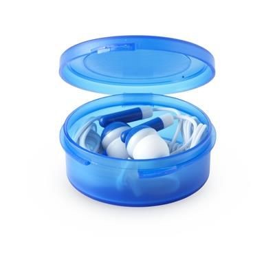 Branded Promotional EARBOX EARPHONES in Blue Earphones From Concept Incentives.