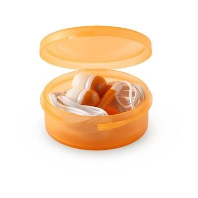 Branded Promotional EARBOX EARPHONES in Orange Earphones From Concept Incentives.