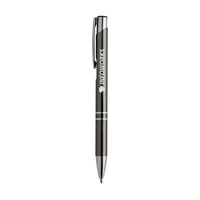 Branded Promotional EBONY SHINY PEN in Anthracite Grey Pen From Concept Incentives.