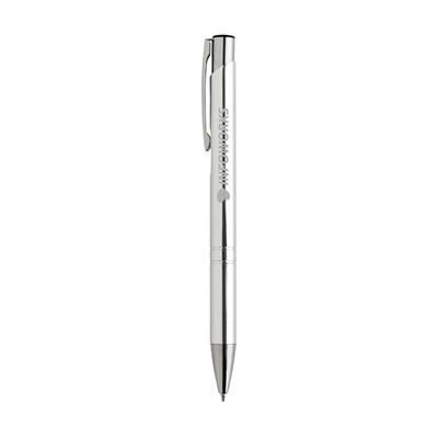 Branded Promotional EBONY SHINY PEN in Silver Pen From Concept Incentives.