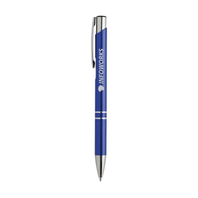 Branded Promotional EBONY SHINY PEN in Blue Pen From Concept Incentives.