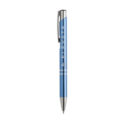 Branded Promotional EBONY SHINY PEN in Light Blue Pen From Concept Incentives.