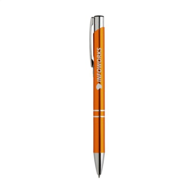 Branded Promotional EBONY SHINY PEN in Orange Pen From Concept Incentives.