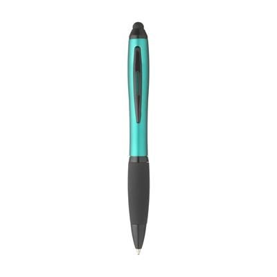 Branded Promotional ATHOS METALLIC TOUCH PEN in Turquoise Pen From Concept Incentives.