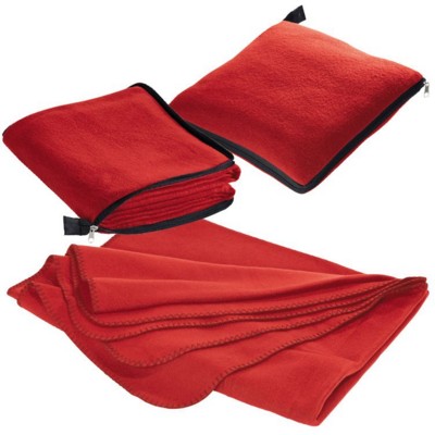 Branded Promotional RADCLIFF 2-IN-1 FLEECE BLANKET-PILLOW in Red Blanket From Concept Incentives.
