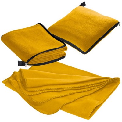Branded Promotional RADCLIFF 2-IN-1 FLEECE BLANKET-PILLOW in Yellow Blanket From Concept Incentives.