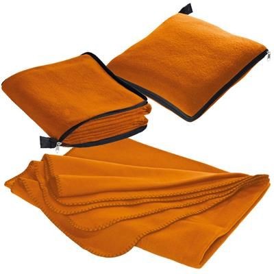 Branded Promotional RADCLIFF 2-IN-1 FLEECE BLANKET-PILLOW in Orange Blanket From Concept Incentives.