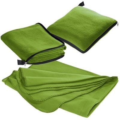 Branded Promotional RADCLIFF 2-IN-1 FLEECE BLANKET-PILLOW in Lime Green Blanket From Concept Incentives.