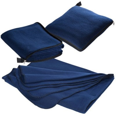 Branded Promotional RADCLIFF 2-IN-1 FLEECE BLANKET-PILLOW in Navy Blue Blanket From Concept Incentives.