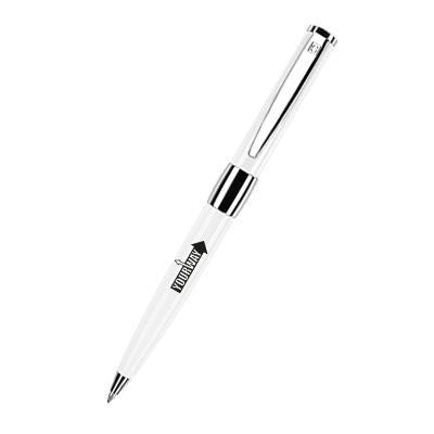 Branded Promotional SENATOR IMAGE WHITE SILVER CHROME GLOSS METAL BALL PEN Pen From Concept Incentives.