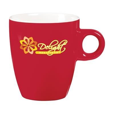 Branded Promotional COFFEE CERAMIC POTTERY CUP in Red Mug From Concept Incentives.