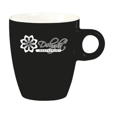 Branded Promotional COFFEECUP MUG in Black Mug From Concept Incentives.