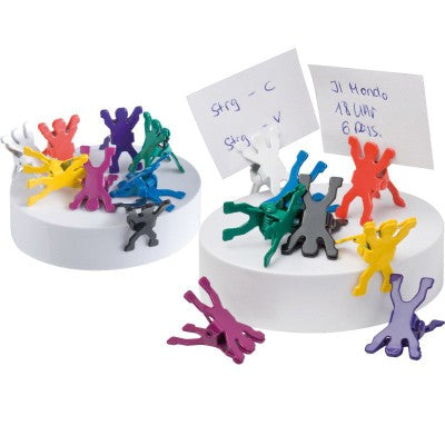 Branded Promotional MEMO HOLDER with Metal Men on Magnetic Base in White Memo Page Holder From Concept Incentives.