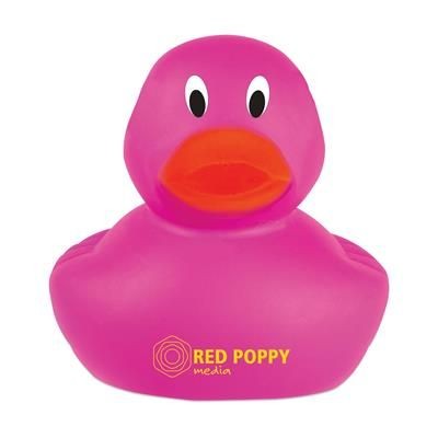 Branded Promotional LITTLE DUCK PLASTIC BATH TOY in Magenta Duck Plastic From Concept Incentives.