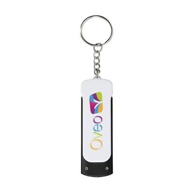 Branded Promotional FLIP TOUCH KEYRING in White Torch From Concept Incentives.