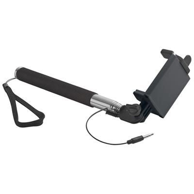 Branded Promotional SELFIE STICK with Telescopic Pole in Black Selfie Stick From Concept Incentives.