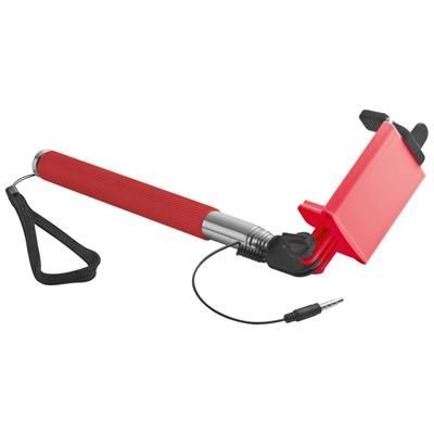 Branded Promotional SELFIE STICK with Telescopic Pole in Red Selfie Stick From Concept Incentives.
