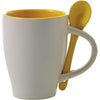 Branded Promotional COFFEE MUG & SPOON SET in White & Yellow Coffee Mug Set From Concept Incentives.